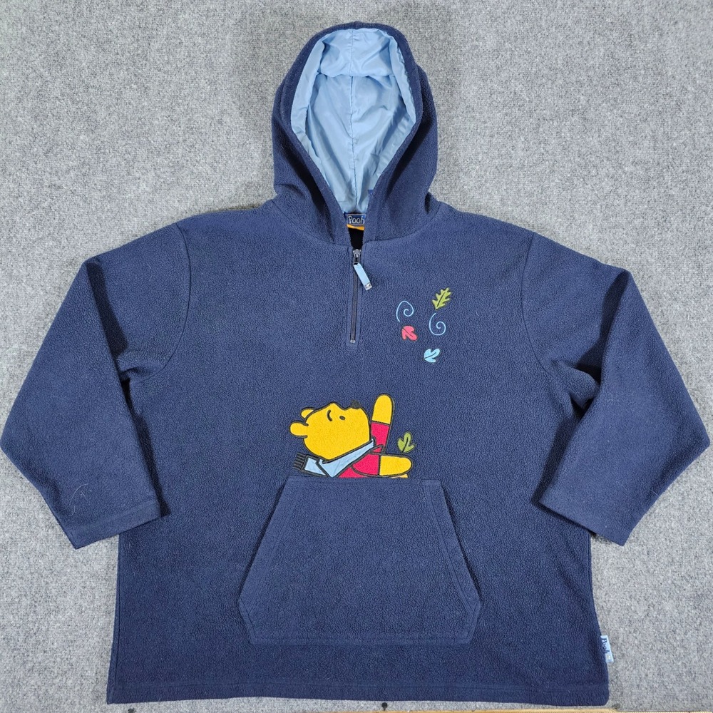 Pooh Disney Fleece Hoodie‎ Womens 22W/24W Blue Quarter Zip Pullover Sweatshirt L